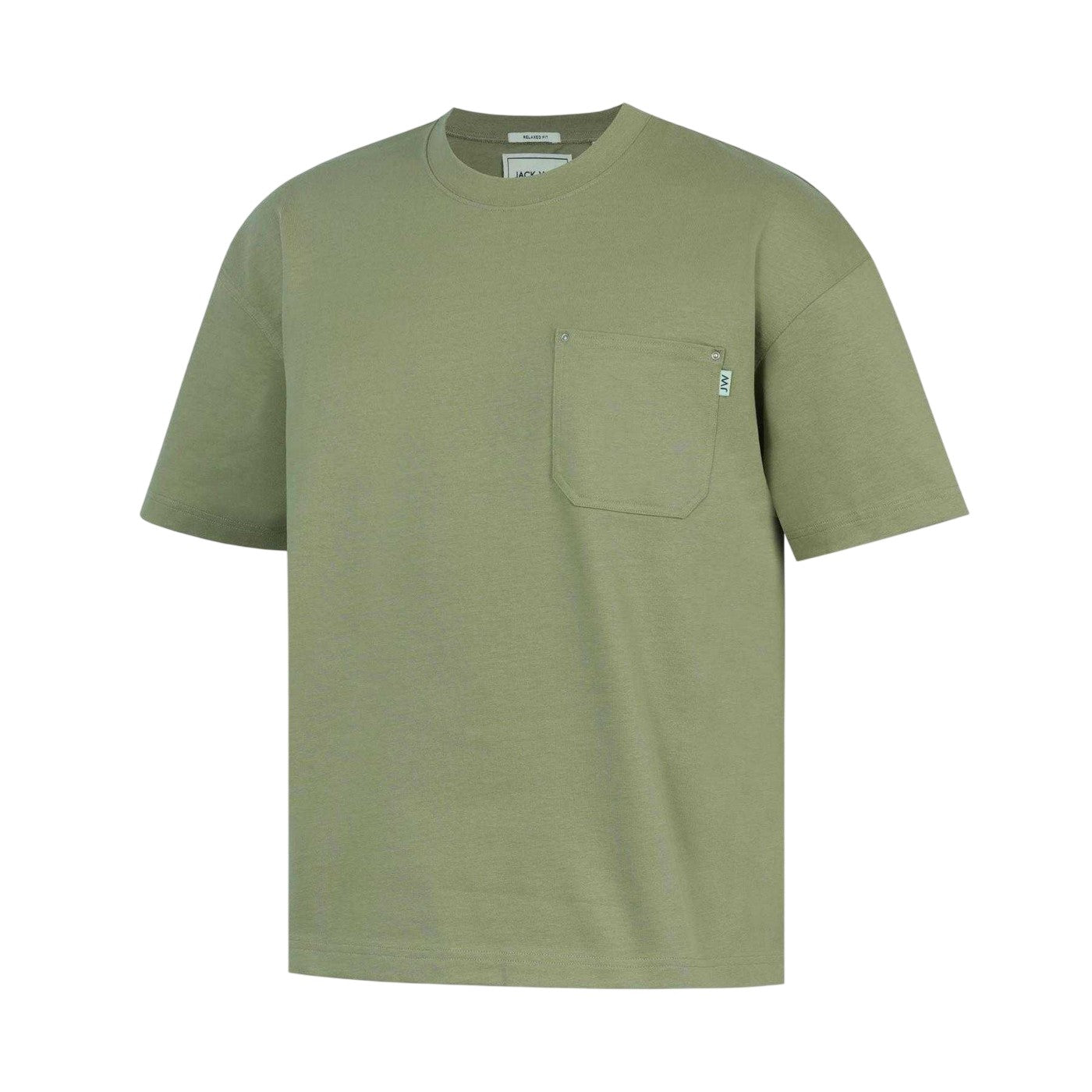 Khaki Green - Side - Jack Wills Mens Heavyweight Chest Pocket Oversized T-Shirt