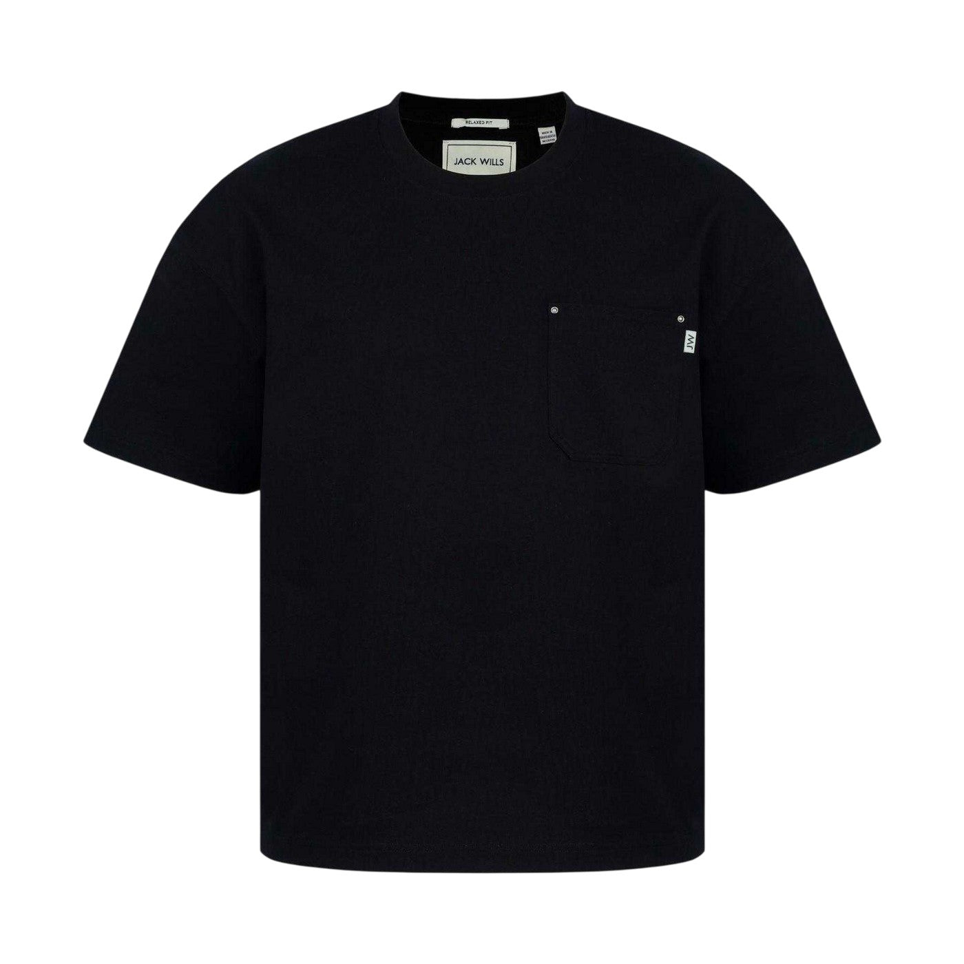Black - Back - Jack Wills Mens Heavyweight Chest Pocket Oversized T-Shirt