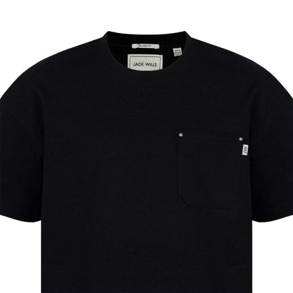 Black - Pack Shot - Jack Wills Mens Heavyweight Chest Pocket Oversized T-Shirt