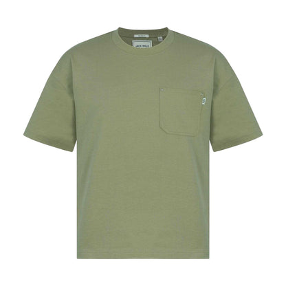 Khaki Green - Front - Jack Wills Mens Heavyweight Chest Pocket Oversized T-Shirt