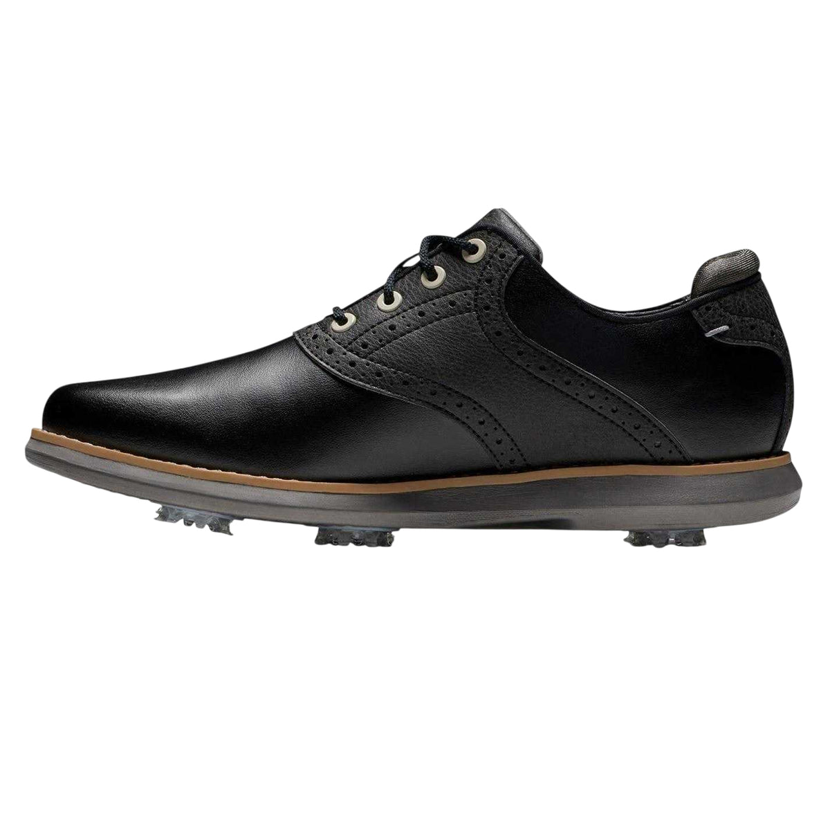 Black - Side - FootJoy Womens-Ladies Leather Waterproof Golf Shoes