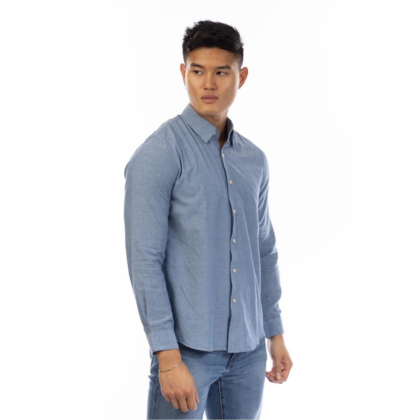 Indigo - Front - Peter Werth Mens Harlan Collared Shirt