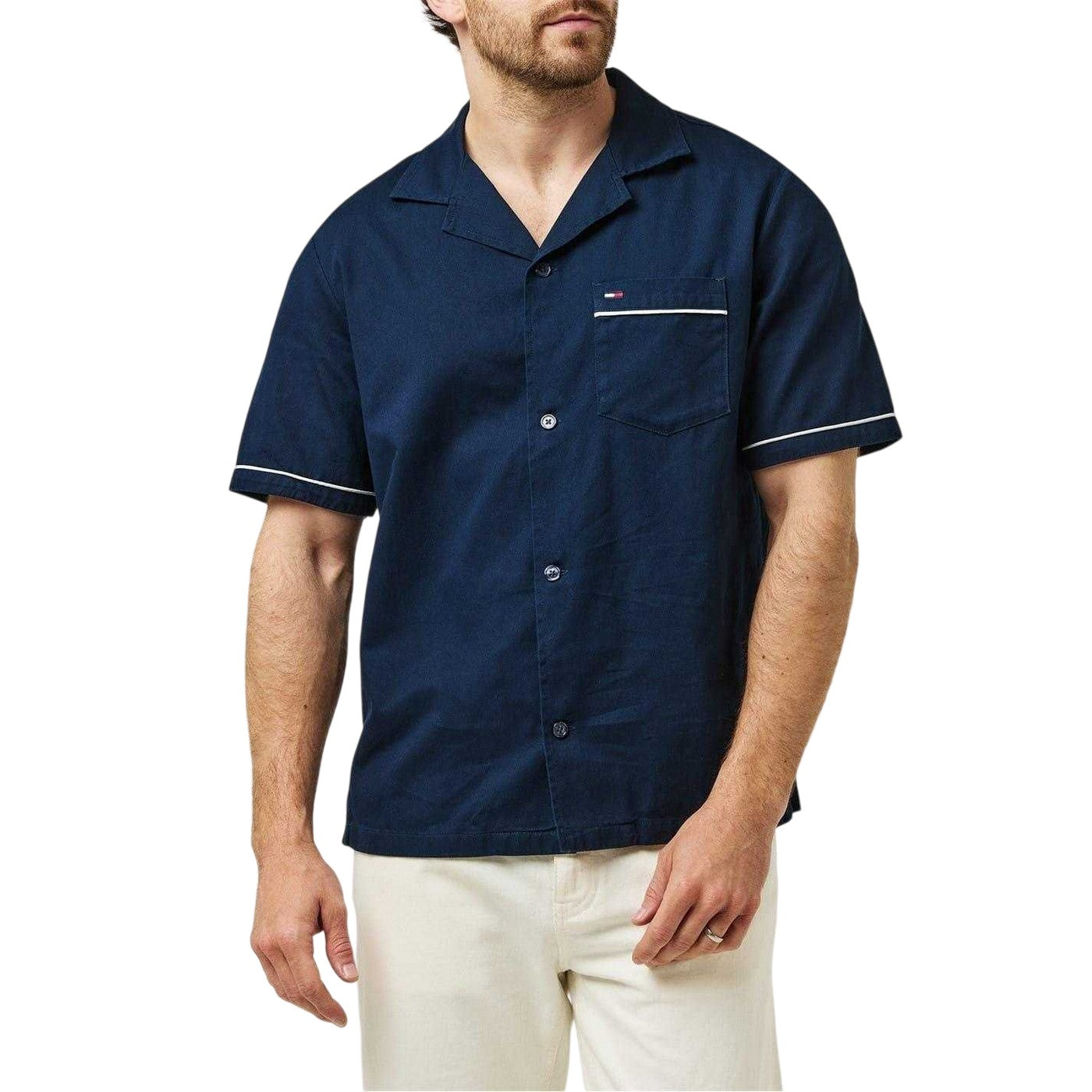 Dark Navy - Lifestyle - Tommy Jeans Mens Embroidered Regular Shirt