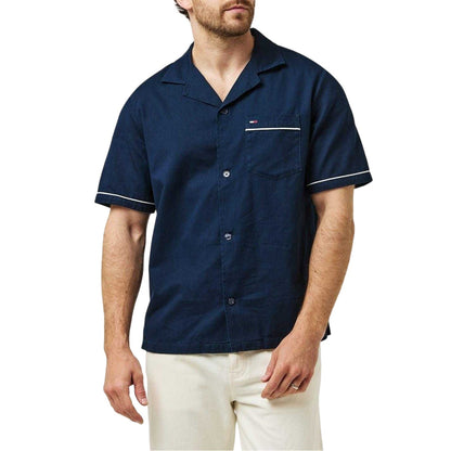 Dark Navy - Lifestyle - Tommy Jeans Mens Embroidered Regular Shirt