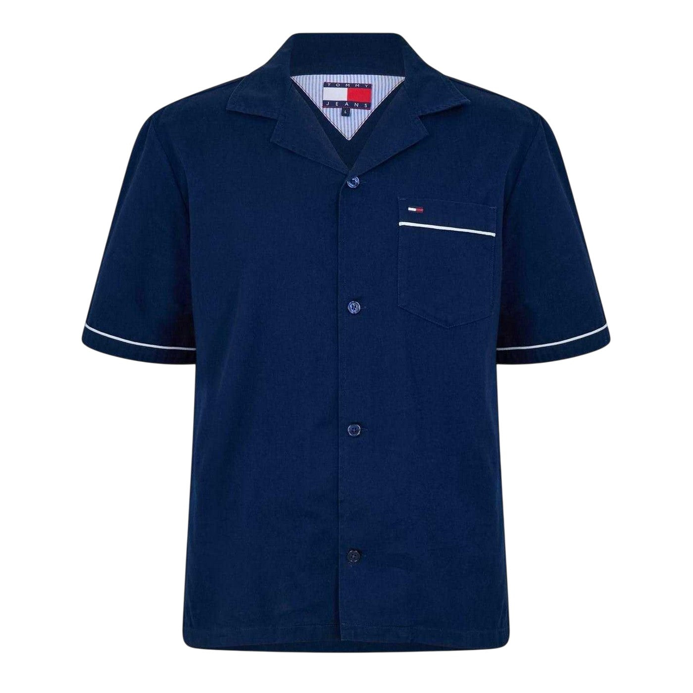 Dark Navy - Front - Tommy Jeans Mens Embroidered Regular Shirt
