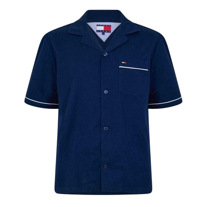 Dark Navy - Front - Tommy Jeans Mens Embroidered Regular Shirt