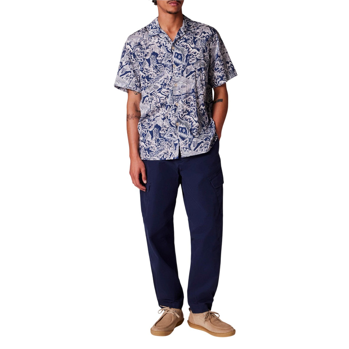 Blue - Pack Shot - Paul Smith Mens Floral Regular Short-Sleeved Shirt