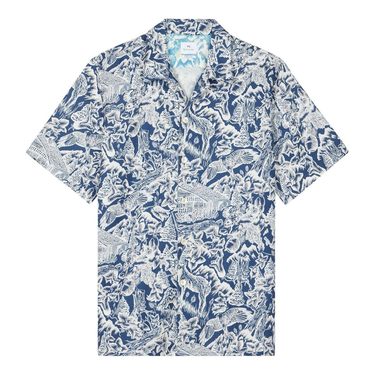 Blue - Front - Paul Smith Mens Floral Regular Short-Sleeved Shirt