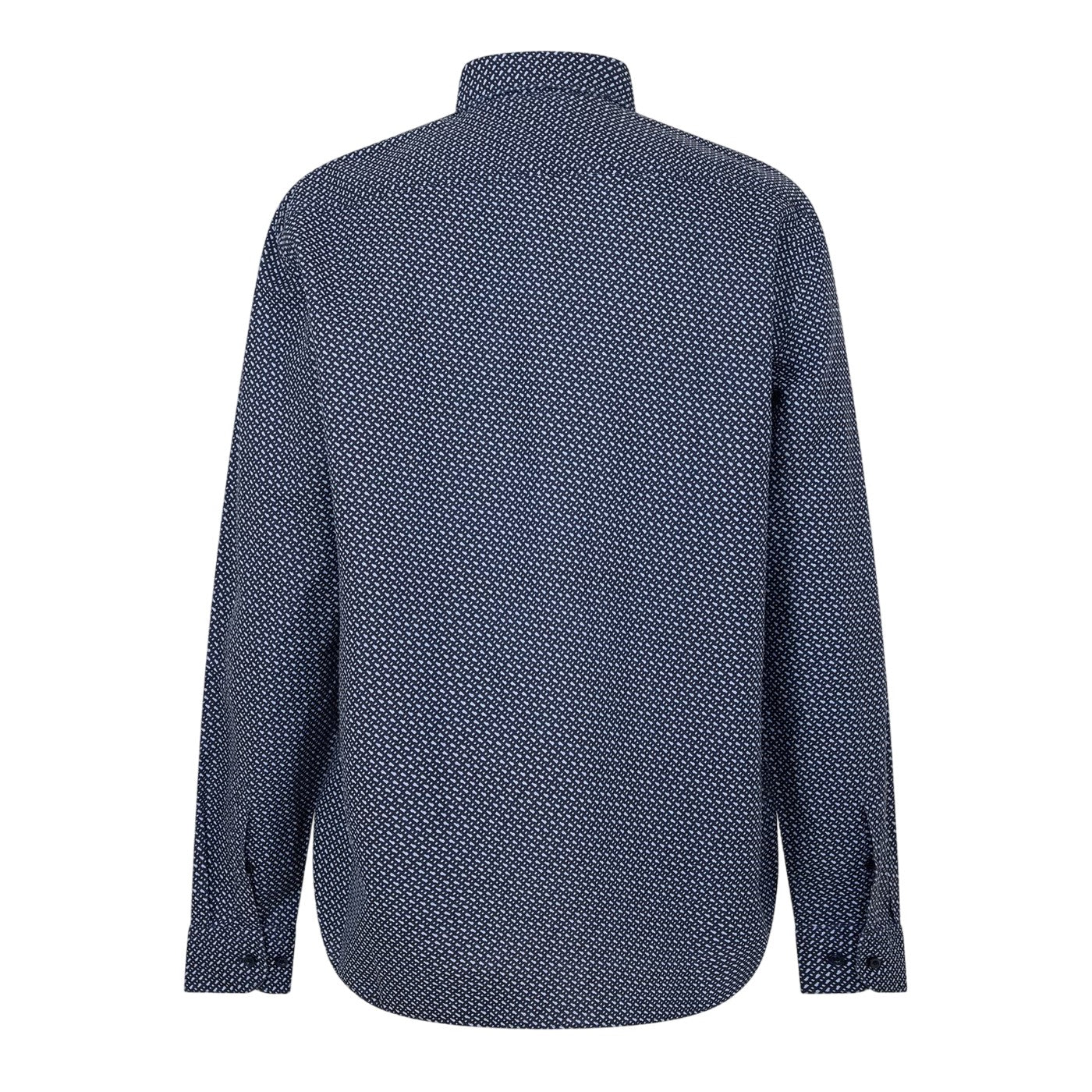 Dark Blue - Back - Boss Mens Geometric Pattern Regular Shirt