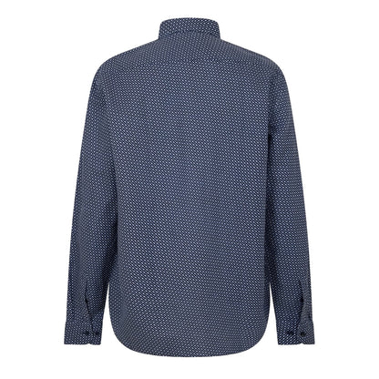 Dark Blue - Back - Boss Mens Geometric Pattern Regular Shirt