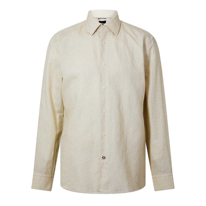 White - Front - Boss Mens Geometric Pattern Regular Shirt