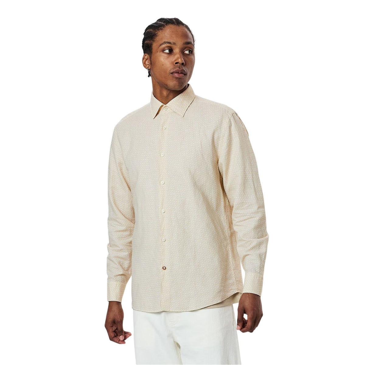 White - Side - Boss Mens Geometric Pattern Regular Shirt