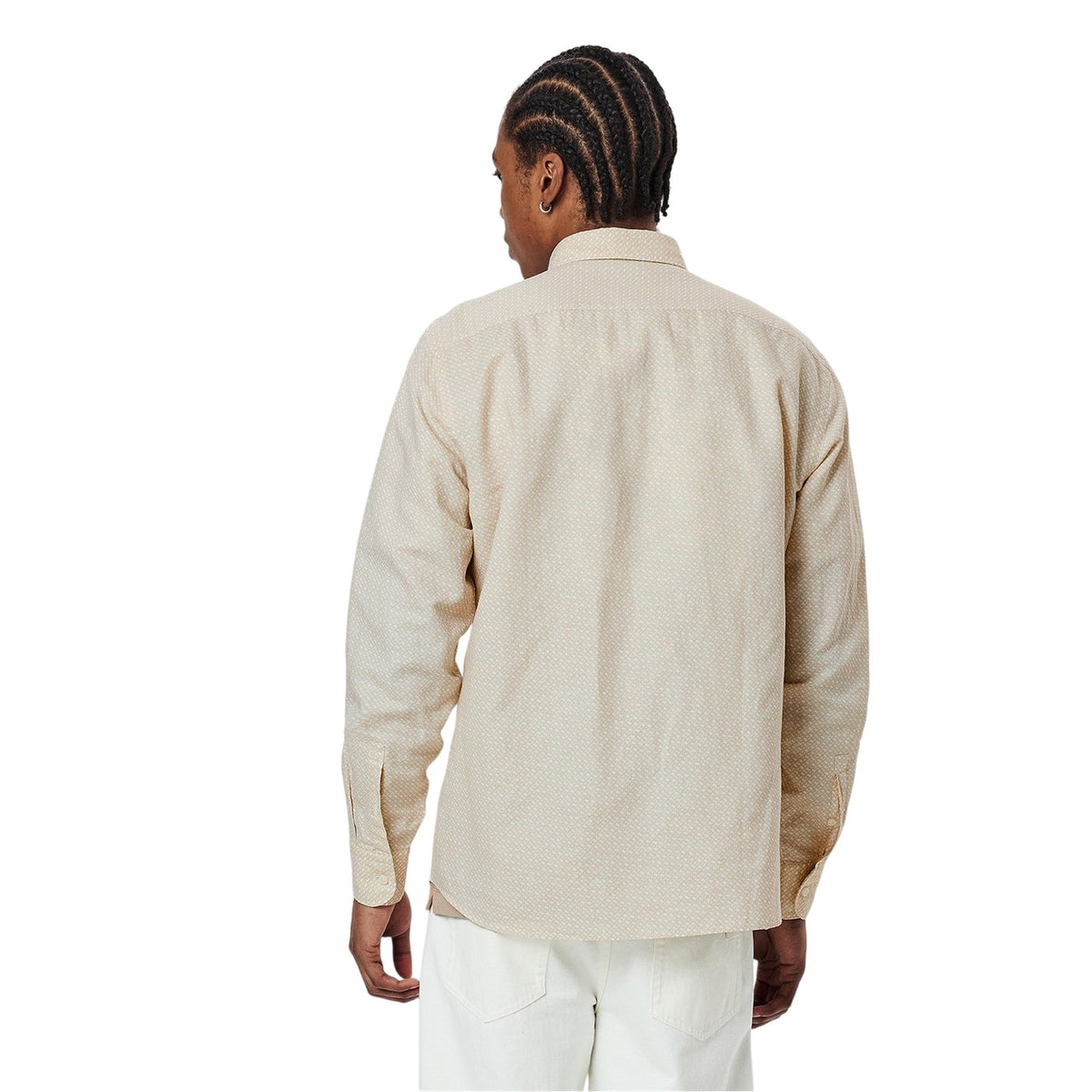 White - Lifestyle - Boss Mens Geometric Pattern Regular Shirt