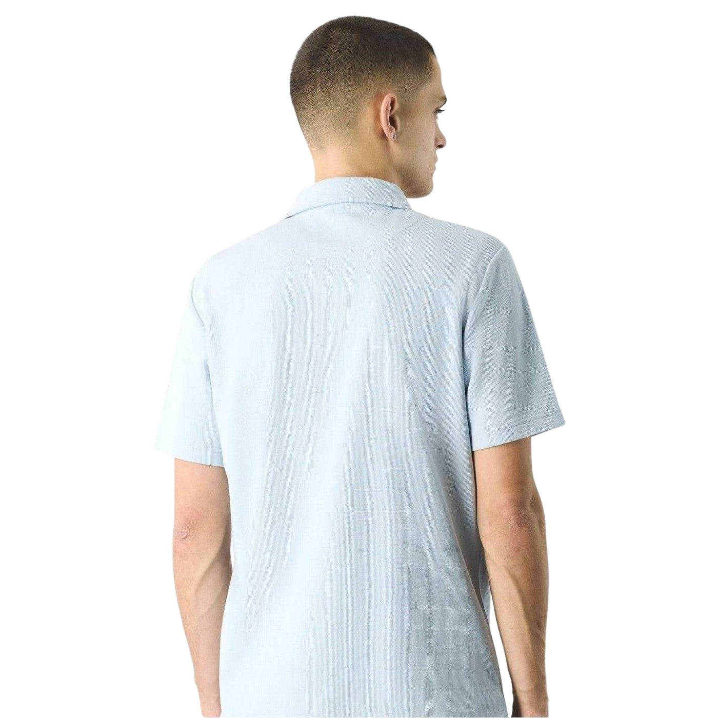 Light Blue - Back - Pretty Green Mens Islington Quarter Zip Regular Polo Shirt