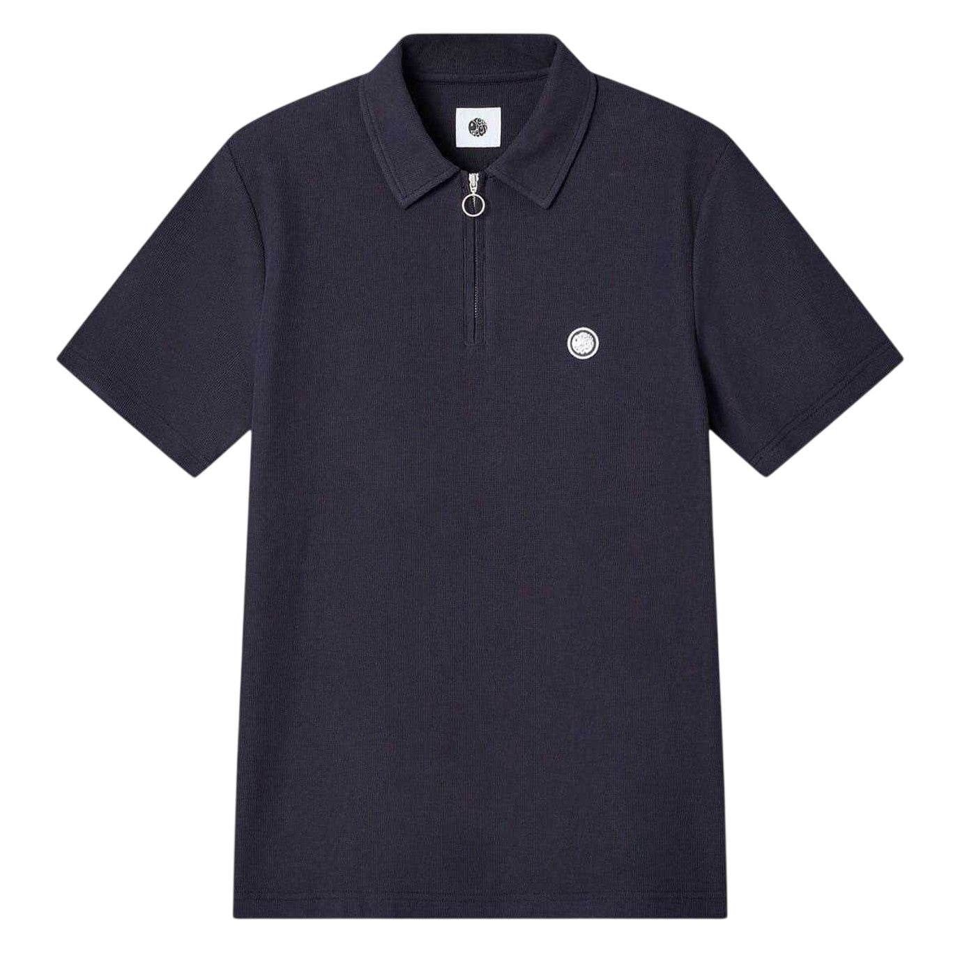 Navy - Front - Pretty Green Mens Islington Quarter Zip Regular Polo Shirt