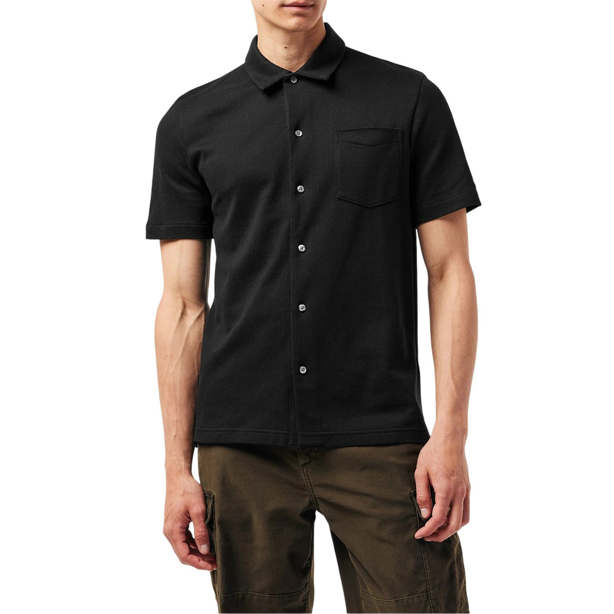 Black - Side - Tommy Hilfiger Mens Waffle Shirt