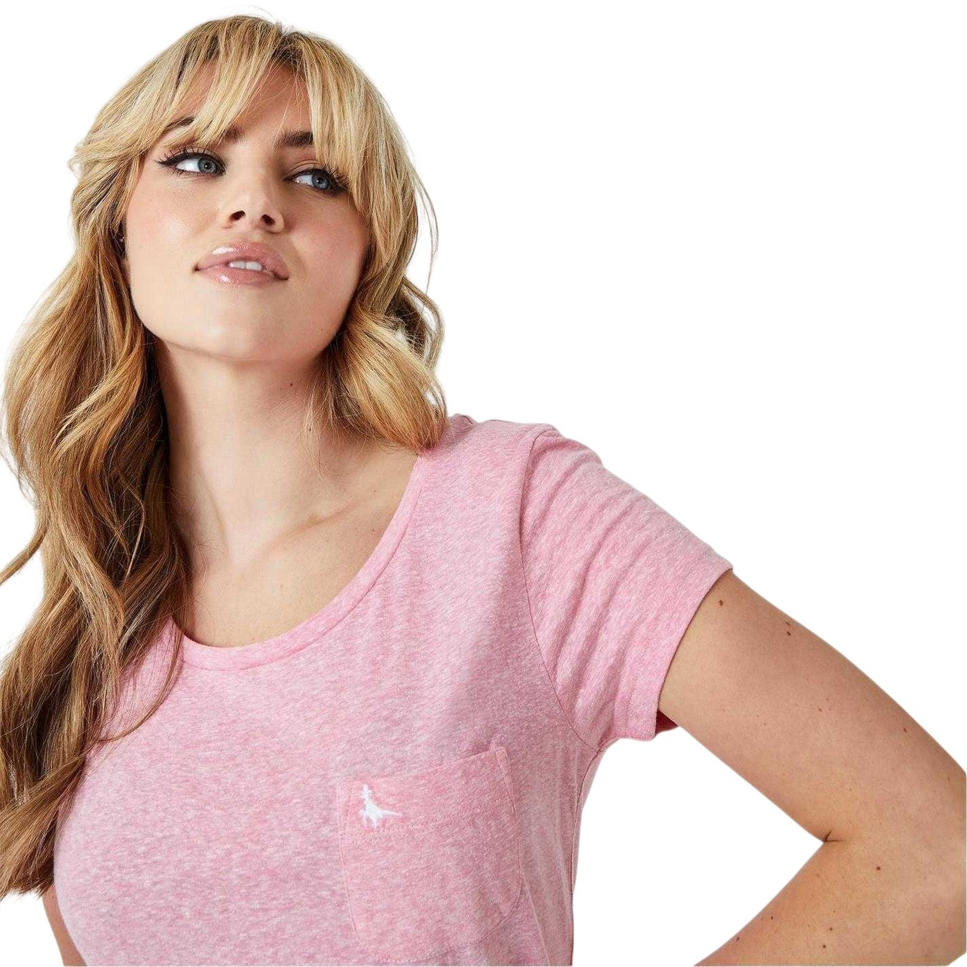 Pink - Side - Jack Wills Womens-Ladies Fullford Chest Pocket T-Shirt