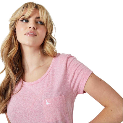 Pink - Side - Jack Wills Womens-Ladies Fullford Chest Pocket T-Shirt