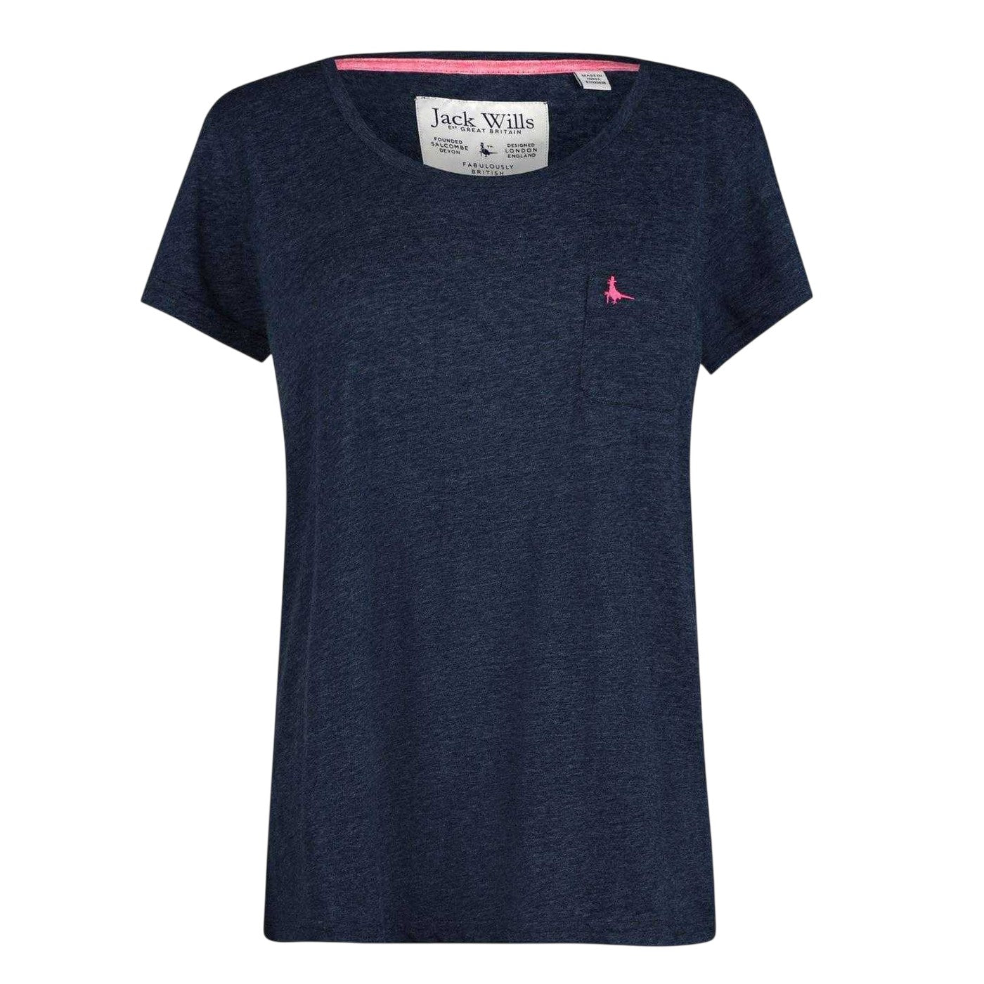 Navy - Front - Jack Wills Womens-Ladies Fullford Chest Pocket T-Shirt