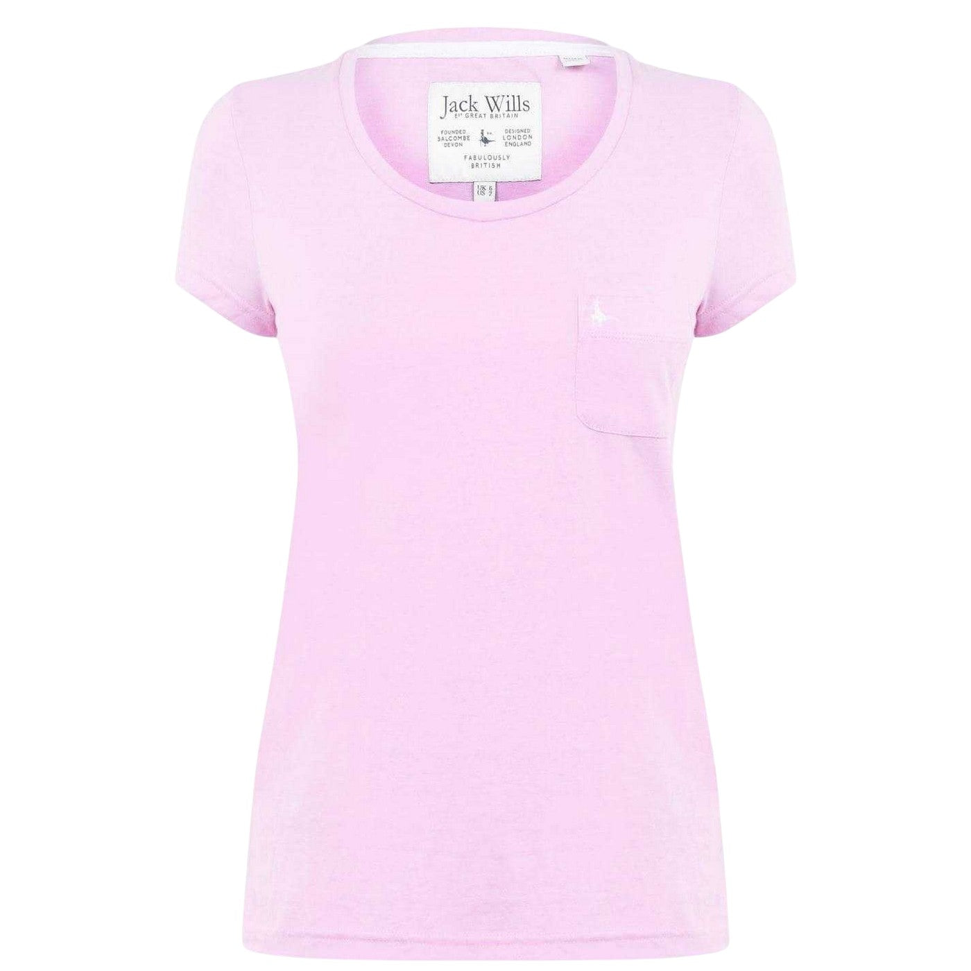 Pink - Front - Jack Wills Womens-Ladies Fullford Chest Pocket T-Shirt