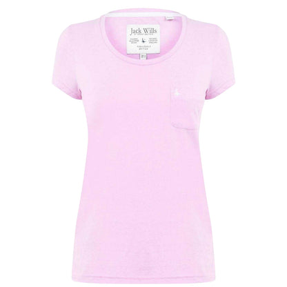 Pink - Front - Jack Wills Womens-Ladies Fullford Chest Pocket T-Shirt