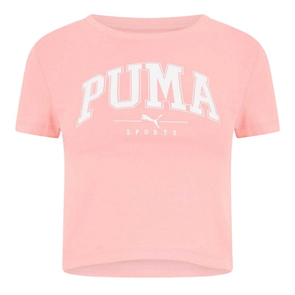 Pink - Front - Puma Womens-Ladies Squad Cropped T-Shirt