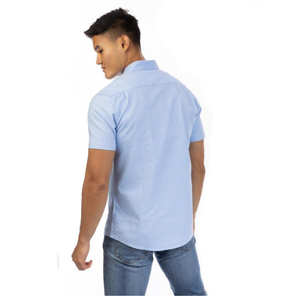 Light Blue - Back - Peter Werth Mens Short-Sleeved Shirt