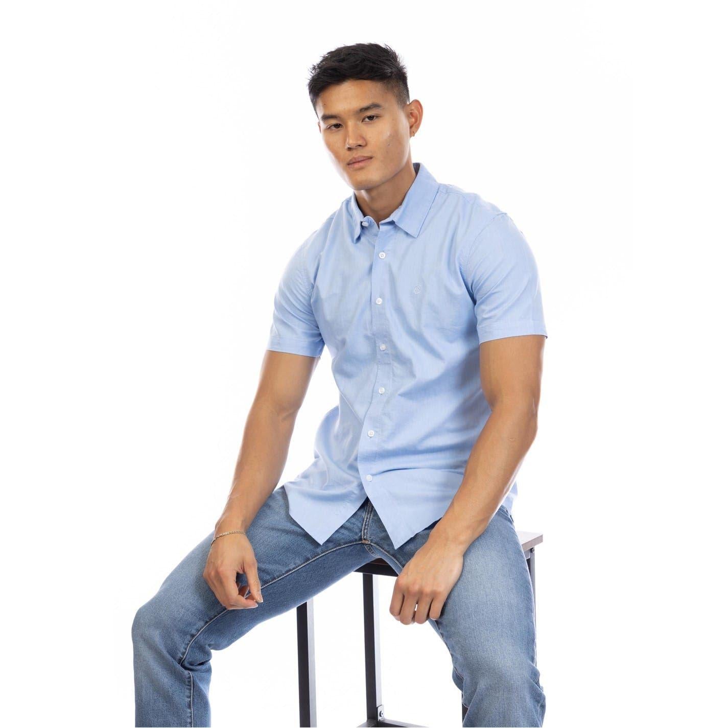 Light Blue - Lifestyle - Peter Werth Mens Short-Sleeved Shirt