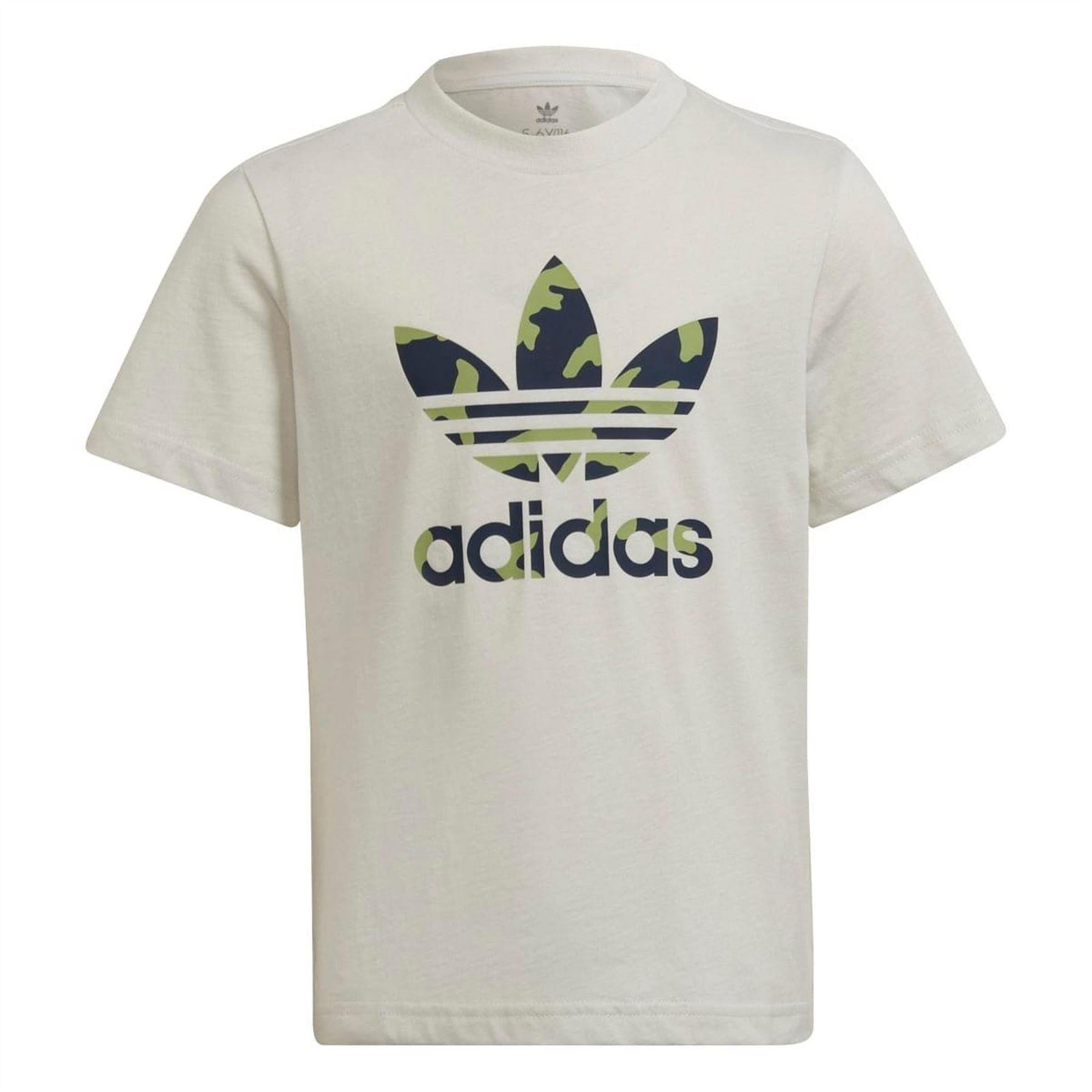 Grey - Front - Adidas Childrens-Kids Originals Camo T-Shirt