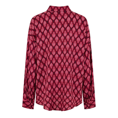 Tibetan Red - Back - Vero Moda Womens-Ladies Mathilda Relaxed Fit Long-Sleeved Shirt