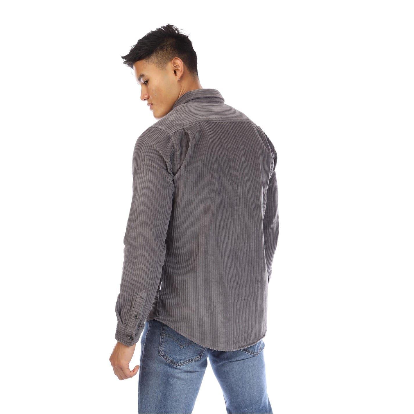 Grey - Back - Peter Werth Mens Elmore Corduroy Shirt