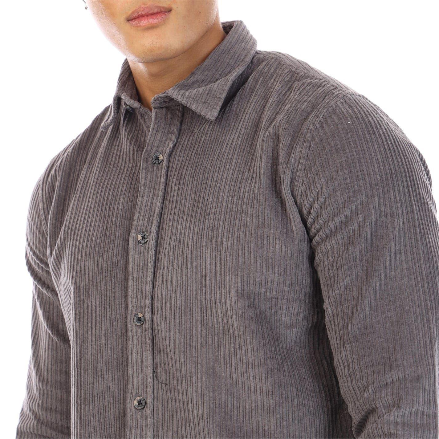 Grey - Side - Peter Werth Mens Elmore Corduroy Shirt