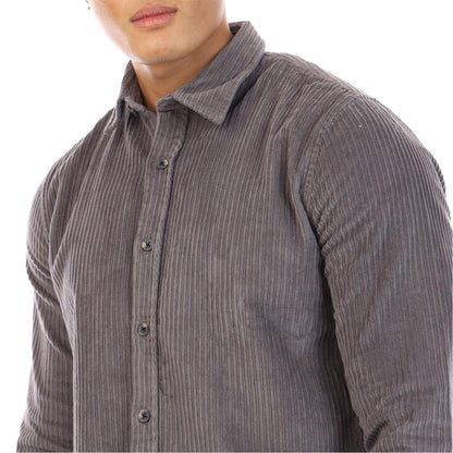 Grey - Side - Peter Werth Mens Elmore Corduroy Shirt