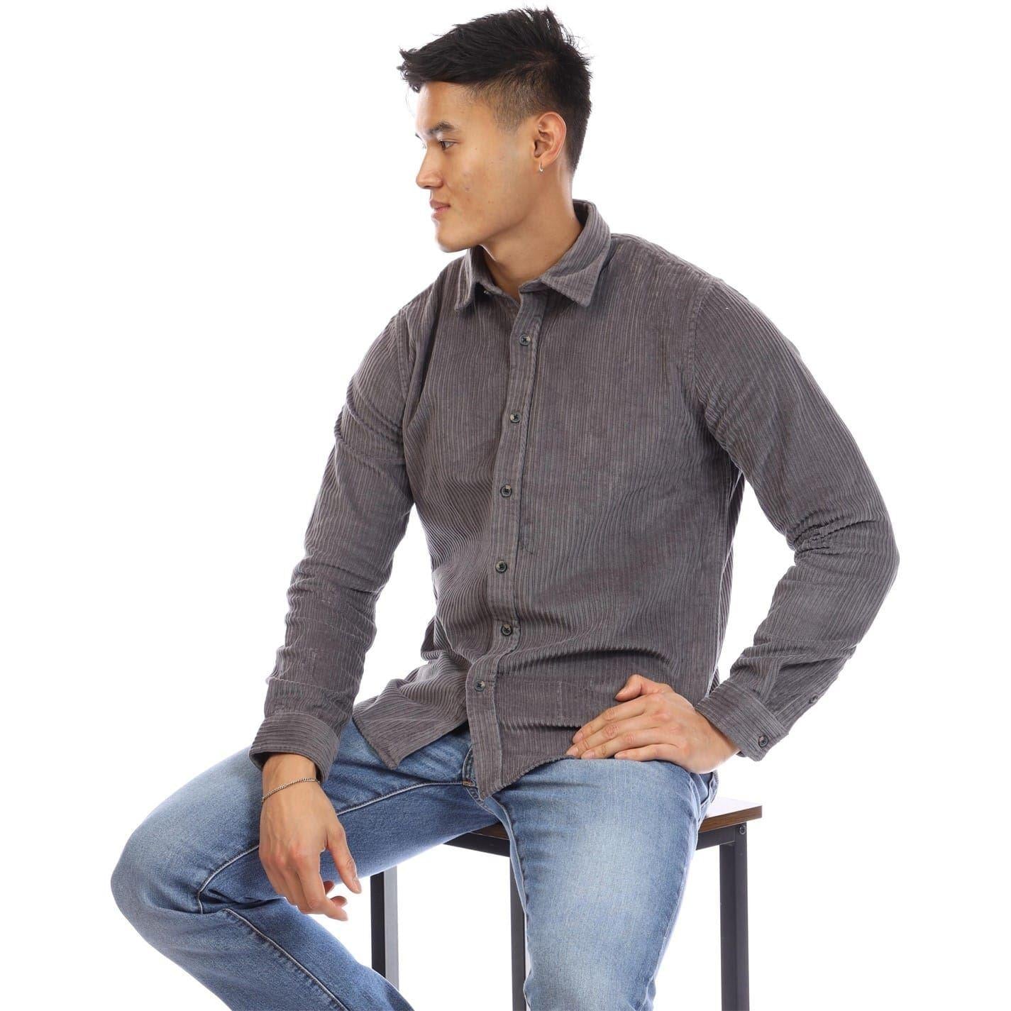Grey - Lifestyle - Peter Werth Mens Elmore Corduroy Shirt