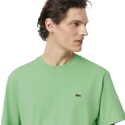 Green - Side - Lacoste Mens Embroidered Logo Cotton T-Shirt