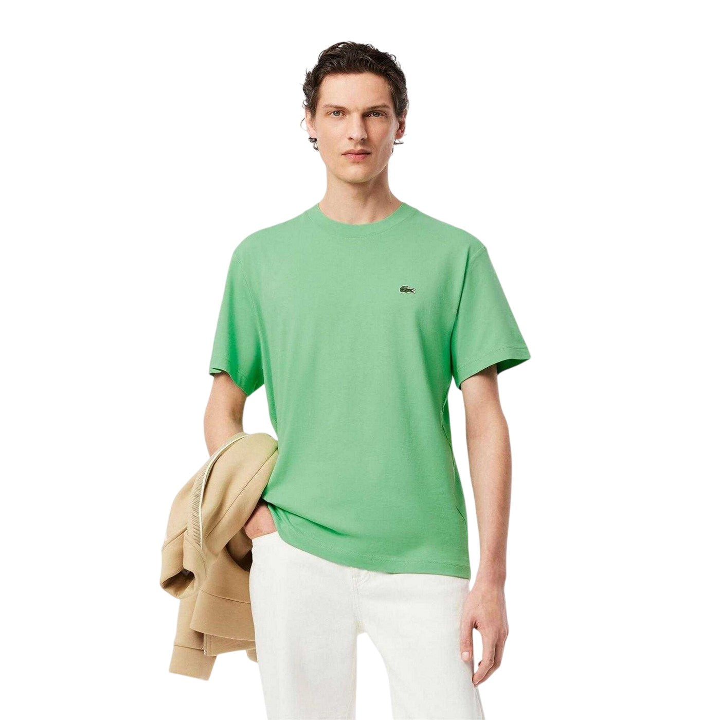 Green - Lifestyle - Lacoste Mens Embroidered Logo Cotton T-Shirt