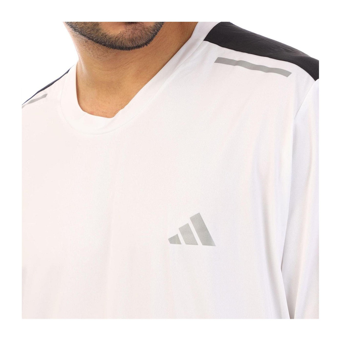 White-Black - Side - Adidas Mens Tech Two Tone Breathable T-Shirt