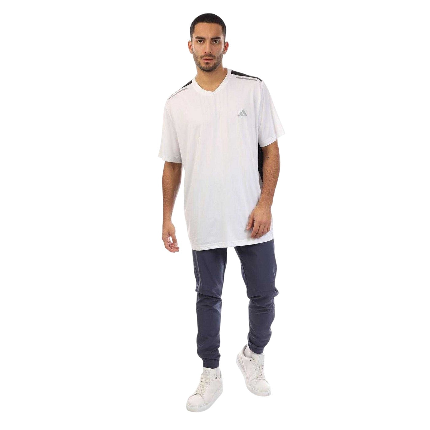 White-Black - Lifestyle - Adidas Mens Tech Two Tone Breathable T-Shirt