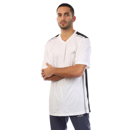 White-Black - Front - Adidas Mens Tech Two Tone Breathable T-Shirt
