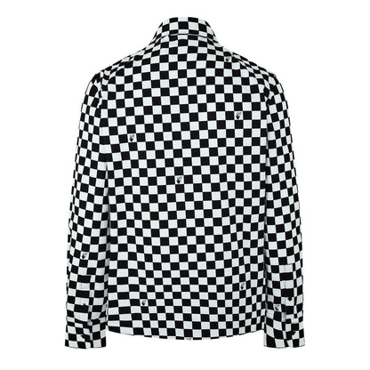 Black-White - Back - Off White Mens Checked Shirt