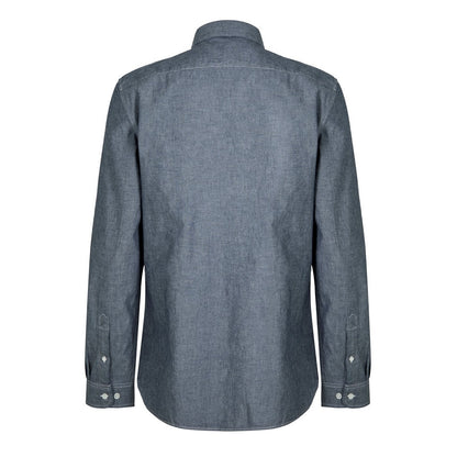 Dark Grey - Back - Lacoste Mens Denim Long-Sleeved Shirt