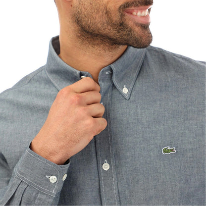 Dark Grey - Side - Lacoste Mens Denim Long-Sleeved Shirt
