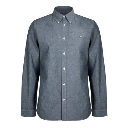 Dark Grey - Front - Lacoste Mens Denim Long-Sleeved Shirt