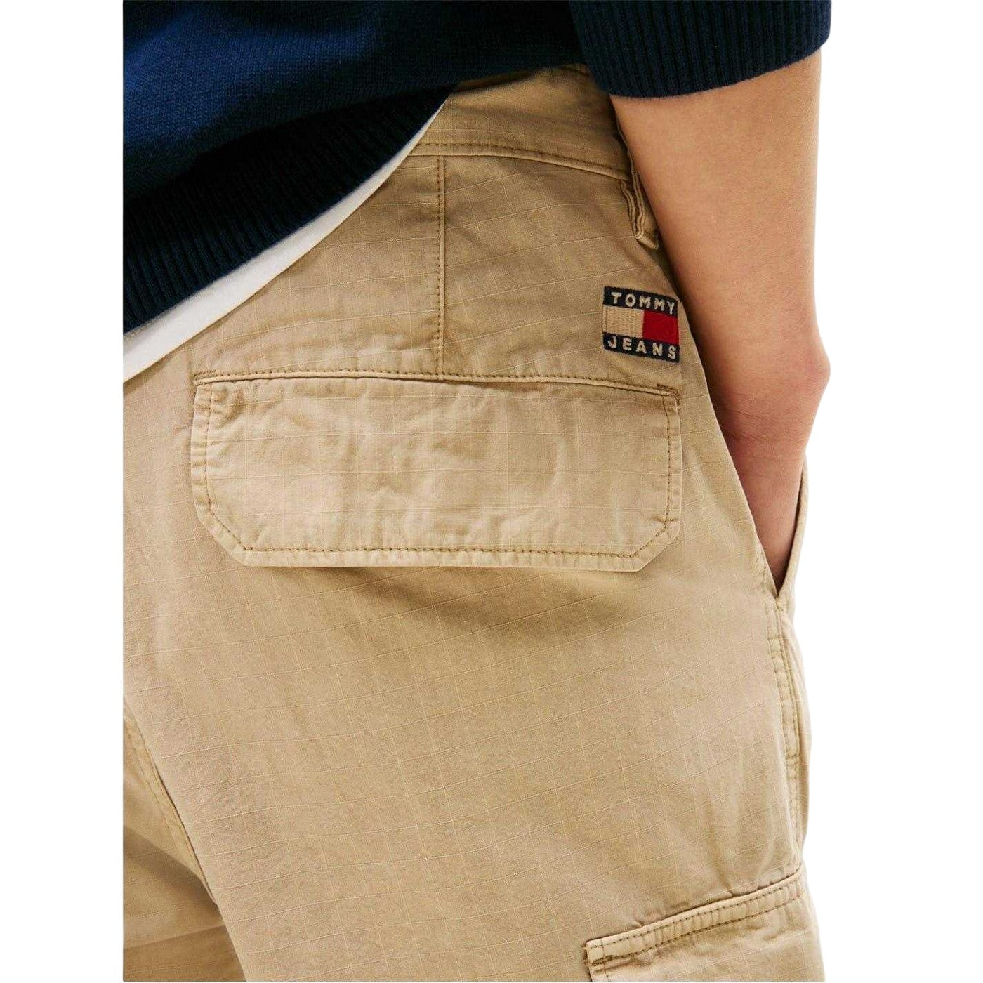 Beige - Back - Tommy Jeans Mens Otis Relaxed Fit Cargo Shorts
