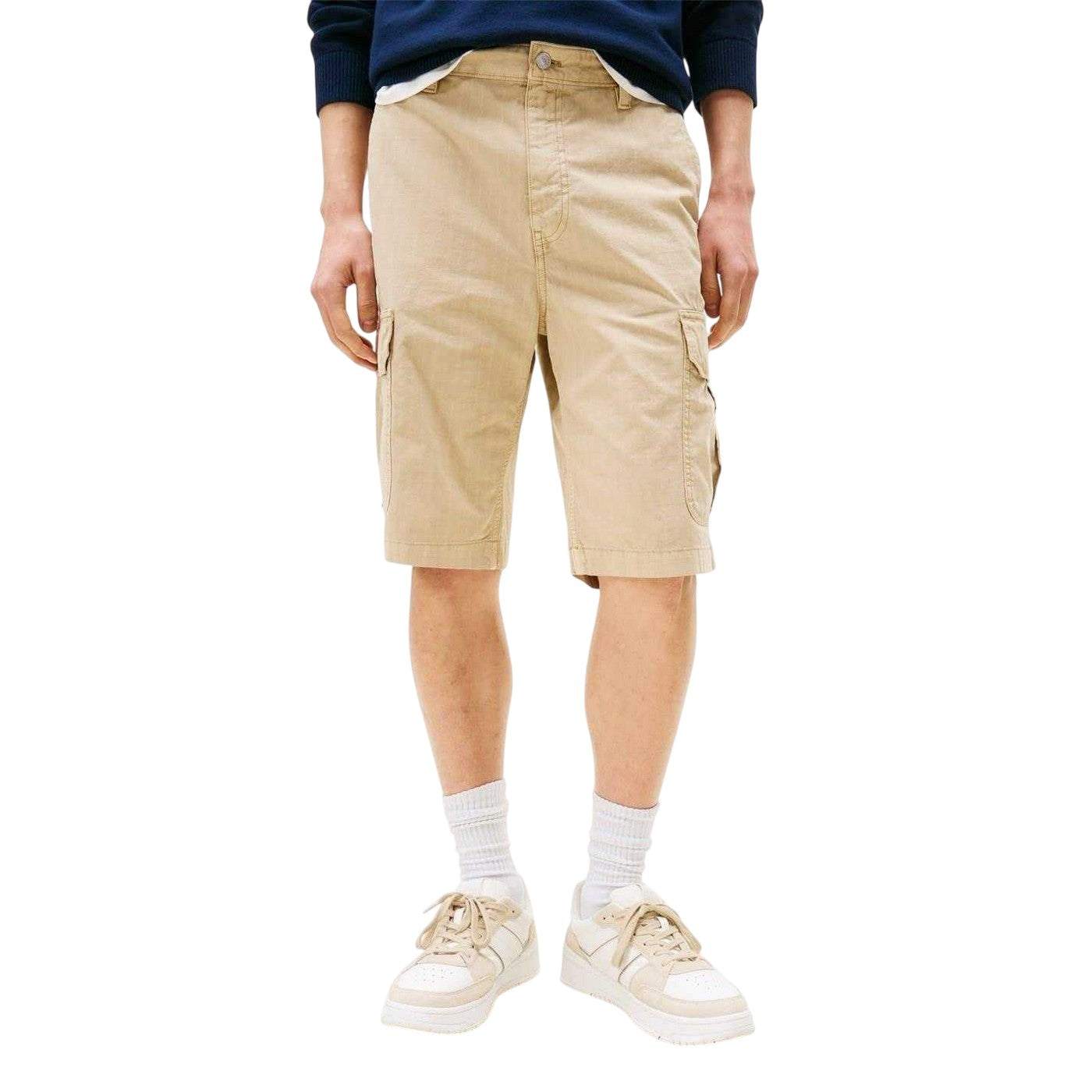 Beige - Side - Tommy Jeans Mens Otis Relaxed Fit Cargo Shorts