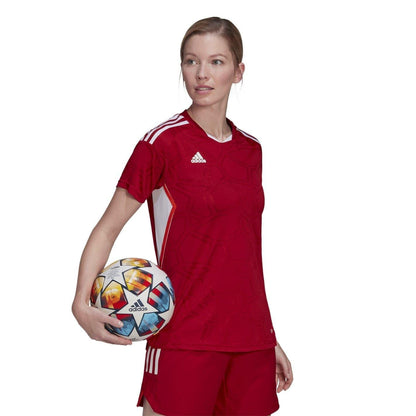 Team Power Red-White - Pack Shot - Adidas Womens-Ladies Geometric Pattern Regular T-Shirt