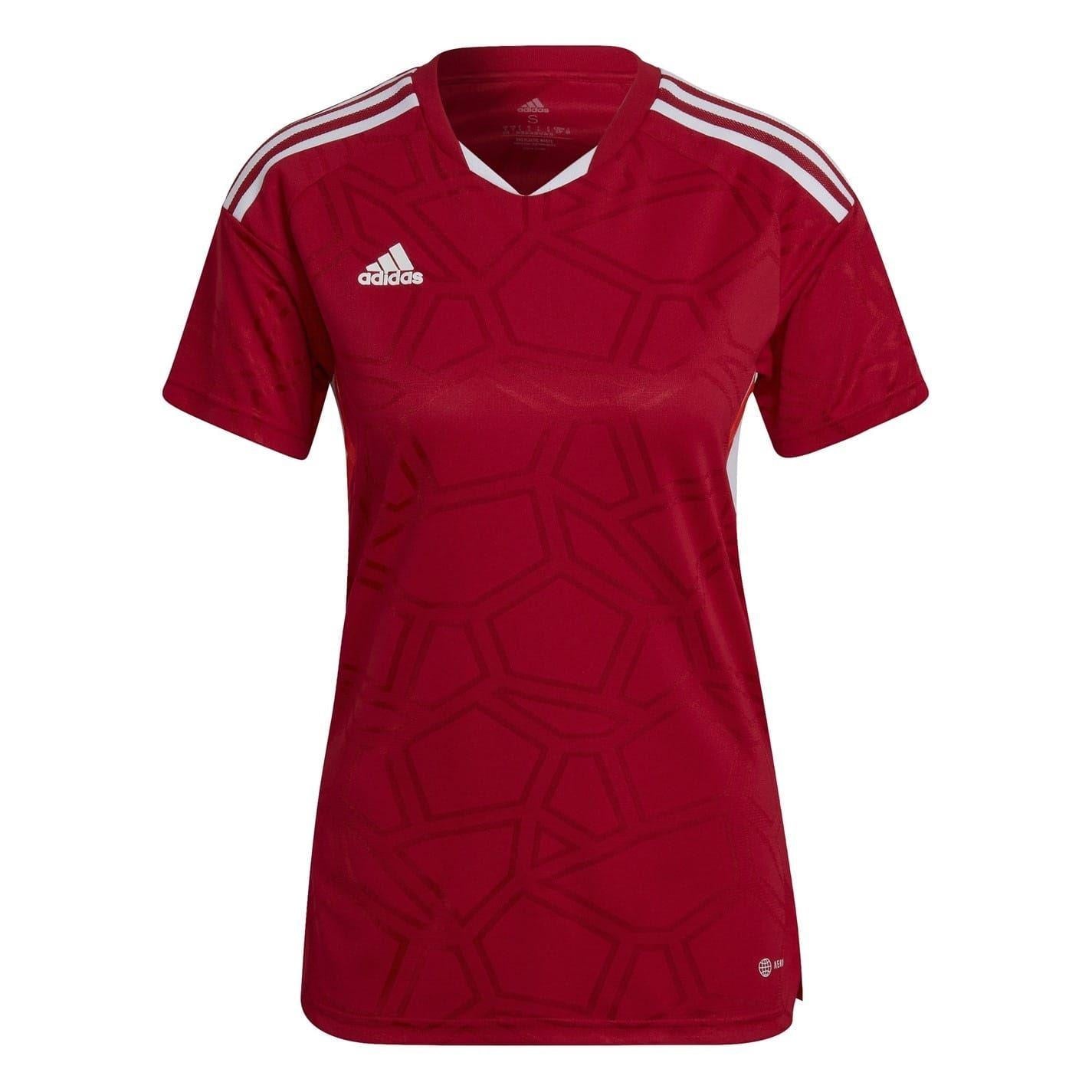 Team Power Red-White - Front - Adidas Womens-Ladies Geometric Pattern Regular T-Shirt