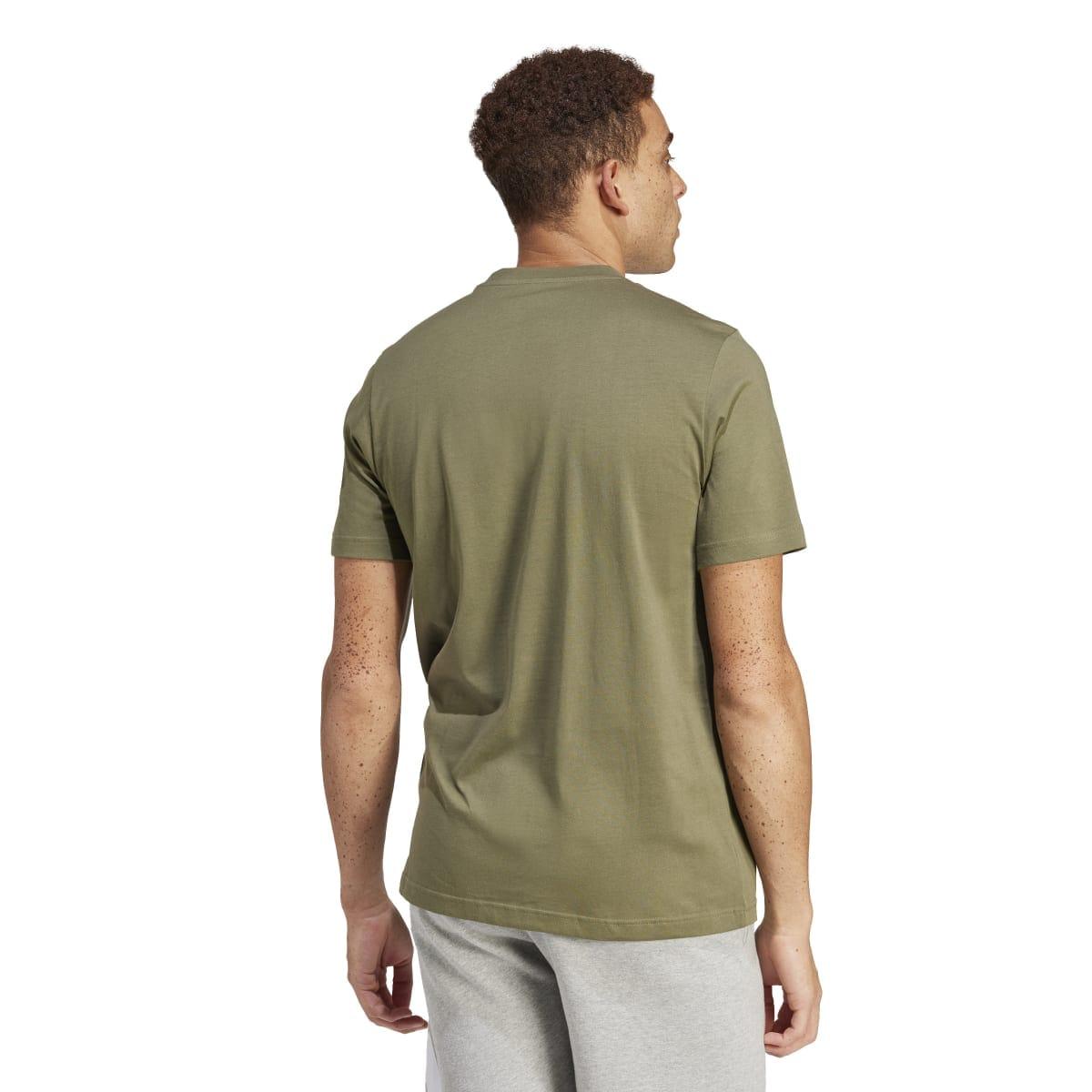Olive - Back - Adidas Mens Camo Logo Cotton Jersey Sport T-Shirt
