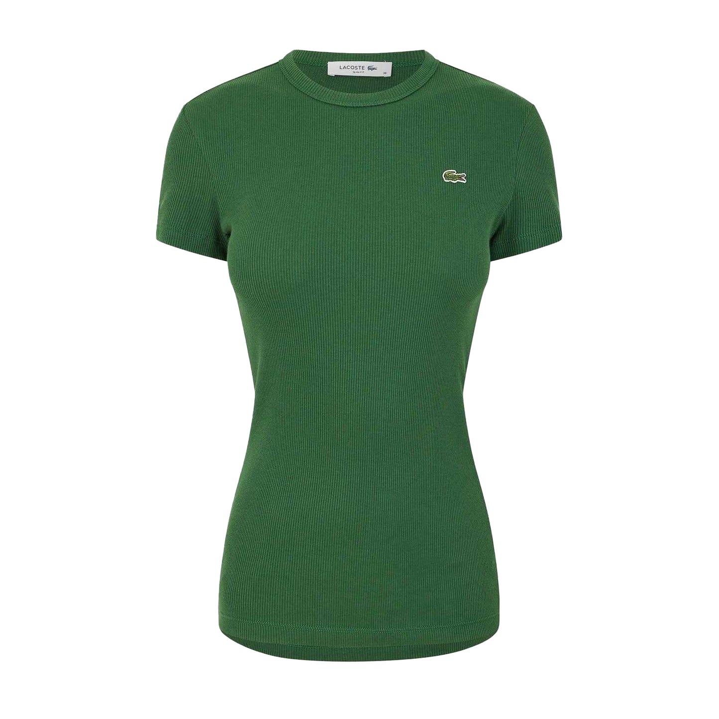 Green - Front - Lacoste Womens-Ladies Logo Slim T-Shirt