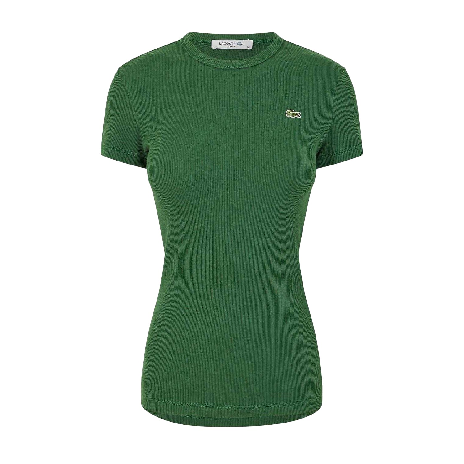 Green - Front - Lacoste Womens-Ladies Logo Slim T-Shirt